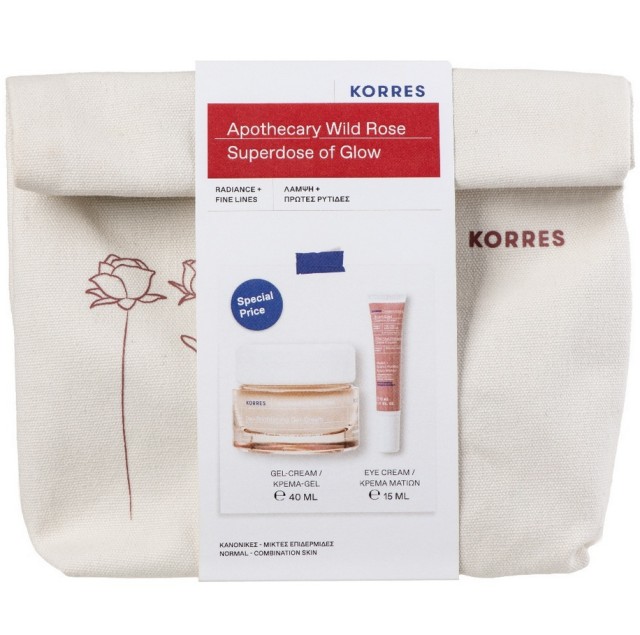 Korres Set Αpothecary Wild Rose με Day Brightening Gel Cream Κρέμα Προσώπου Ημέρας 40ml + Eye Cream Κρέμα Ματιών 15ml