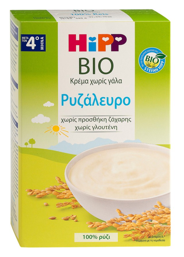 Hipp Βρεφική Κρέμα Ρυζάλευρο Χωρίς Γάλα από τον 4ο μήνα 200gr