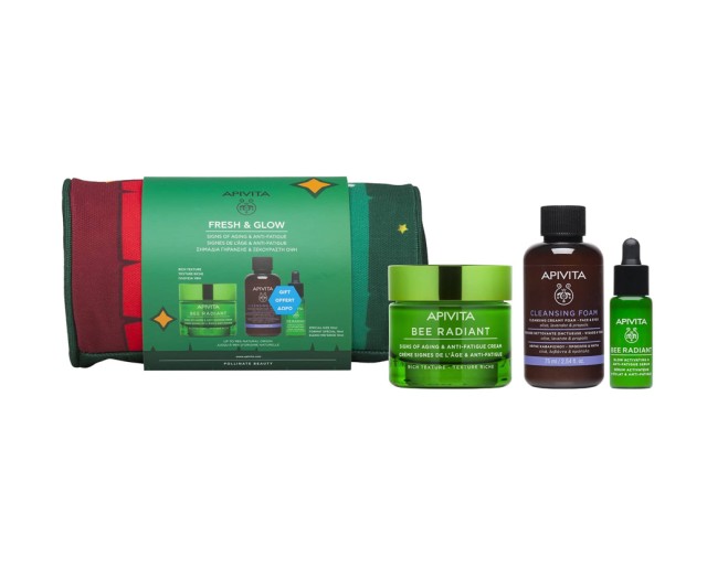 Apivita Set Fresh & Glow Bee Radiant Rich Cream 50ml + Δώρο Glow Activating & Anti-Fatigue Serum 10ml + Cleansing Foam Αφρός Καθαρισμού 75ml