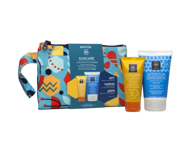 Apivita Set Suncare Oil Balance Light Texture Face Cream SPF30 με Eλίχρυσο & 3D PRO-ALGAE® 50ml + Δώρο AfterSun Cooling Cream-Gel με Σύκο & Αλόη 100ml