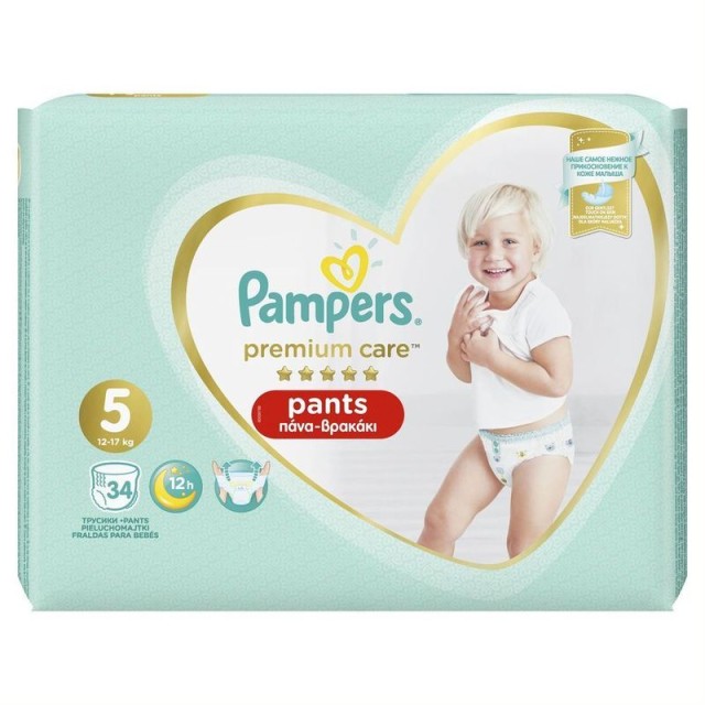 Pampers Premium Care Pants Μέγεθος 5 12-17Kg 34 Πάνες-Βρακάκι