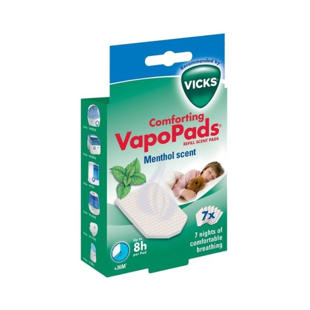 Vicks Comforting Vapopads Menthol Scent Pads Ανταλλακτικές Ταμπλέτες με Άρωμα Μέντας 7tabs