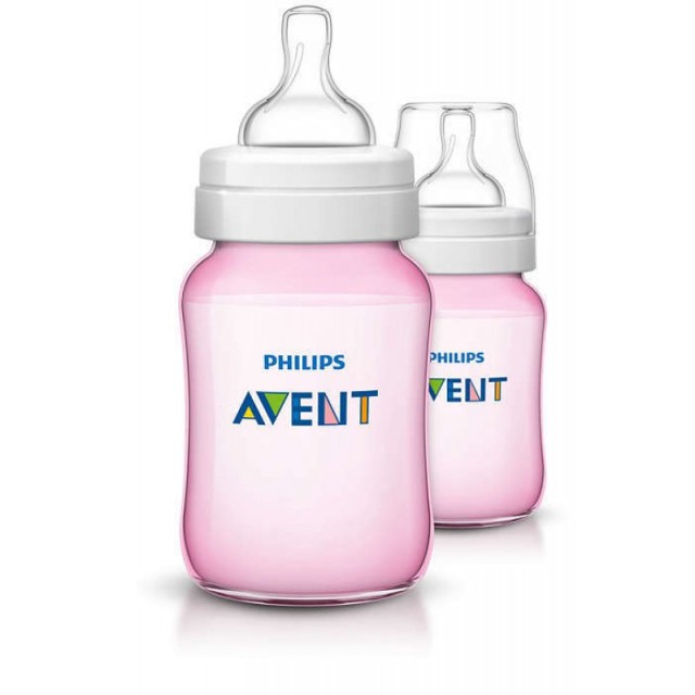 Avent Classic+, Μπιμπερό 1m+ 260ml, Ροζ xωρίς BPA 2τμχ SCF564/27