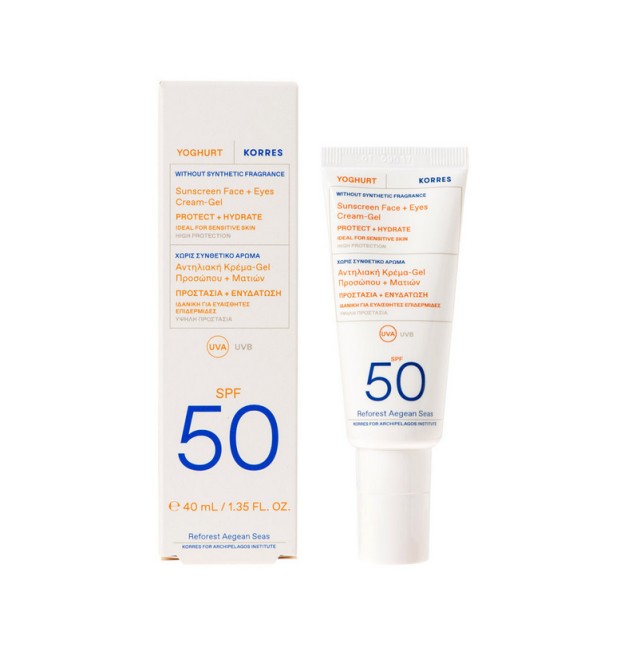 Korres Yoghurt Sunscreen Face & Eyes Cream Gel Spf50 for Sensitive Skin 40ml