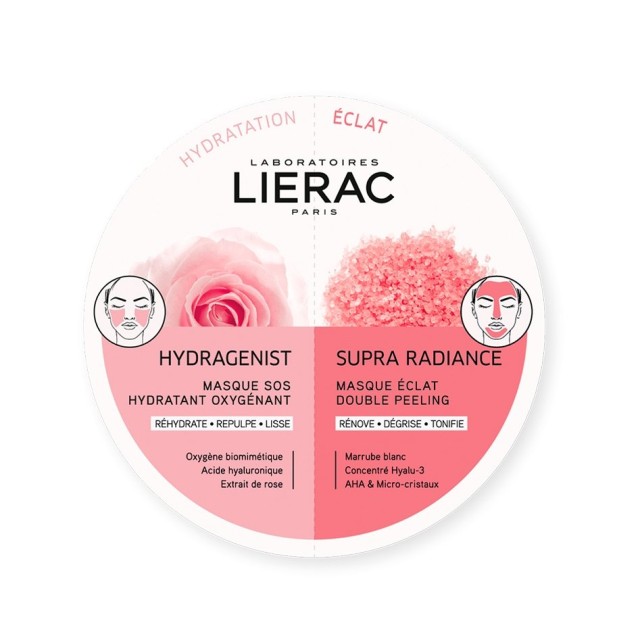 Lierac Duo Masks Hydragenist Masque SOS Hydratant Oxygenant + Supra Radiance Masque Eclat Double Peeling 2x6ml