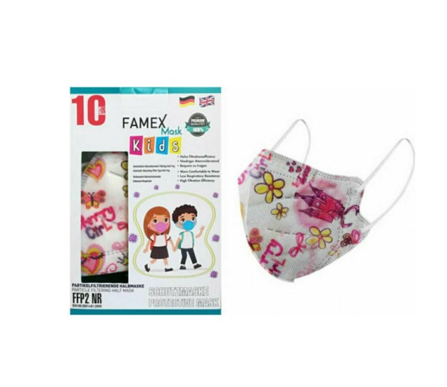 Famex Mask Kids Παιδικές Μάσκες Προστασίας Pretty Girl FFP2 NR 10τμχ