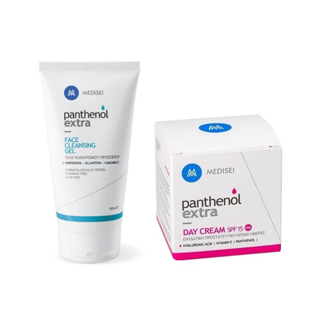 Medisei Panthenol Extra Day Cream SPF15 50ml + Panthenol Extra Face Cleansing Gel 150ml