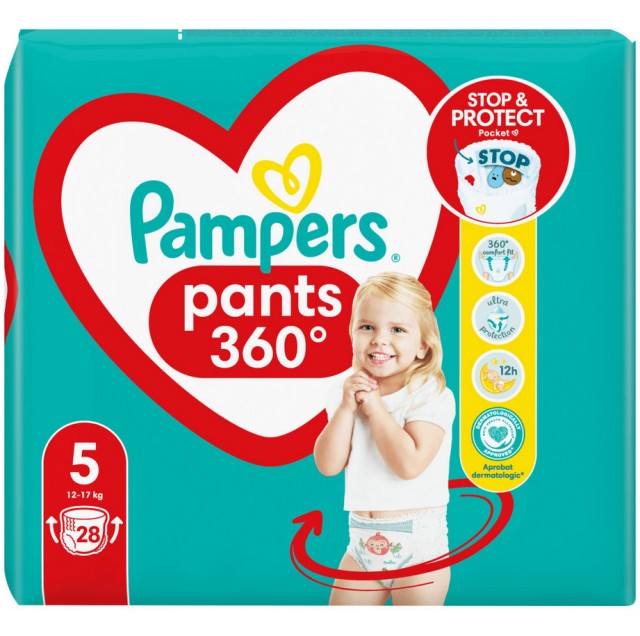 Pampers Pants 360° Βρεφικές Πάνες-Bρακάκι No5 (12kg-17kg) 28τμχ