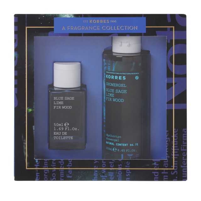 Korres Set Men's Essentials Blue Sage Lime Fir Wood Eau de Toilette 50ml + Δώρο Blue Sage Lime Fir Wood Showergel 250ml