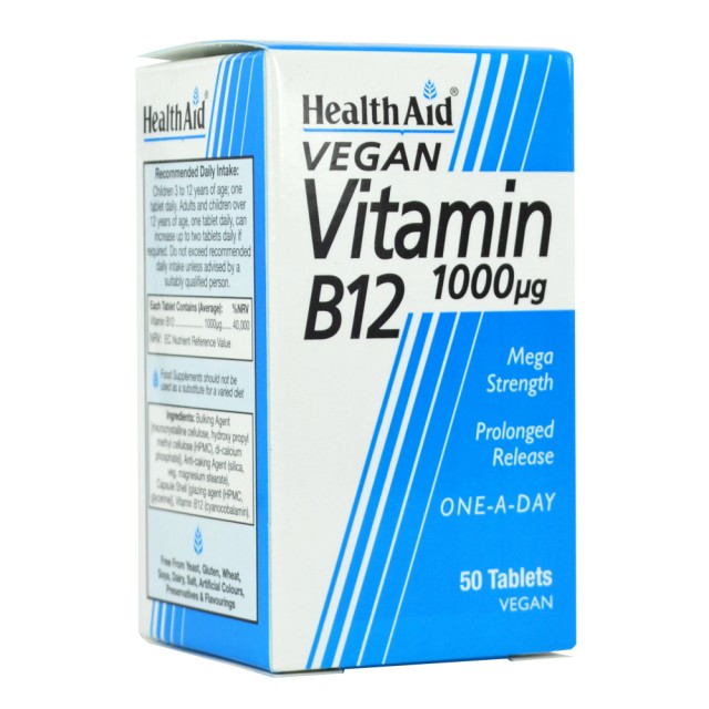HEALTH AID VITAMIN B12 (CYANOCOBALAMIN) 1000UG PROLONGED RELEASE TABLETS 50