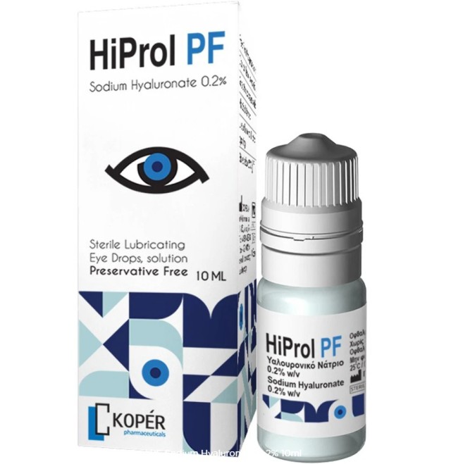 HiProl PF Sodium Hyaluronate 0,2% Drops Λιπαντικές Οφθαλμικές Σταγόνες με Υαλουρονικό Νάτριο, χωρίς συντηρητικά 10ml