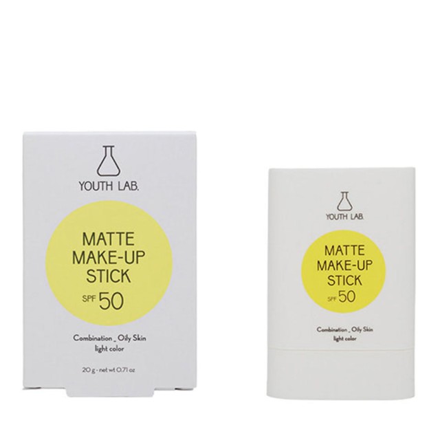 Youth Lab Matte Make-Up Stick Ανάλαφρο Ματ Αντηλιακό Make-Up Stick Υψηλής Προστασίας με Χρώμα  Light SPF50 20gr