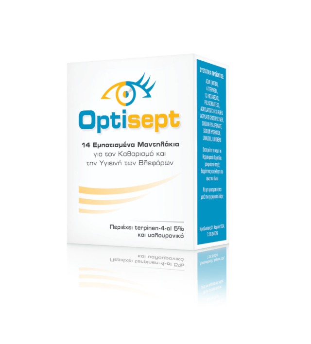 Optisept Eyelid Pads Εμποτισμένα Μαντηλάκια για την Υγιεινή των Βλεφάρων 14τμχ