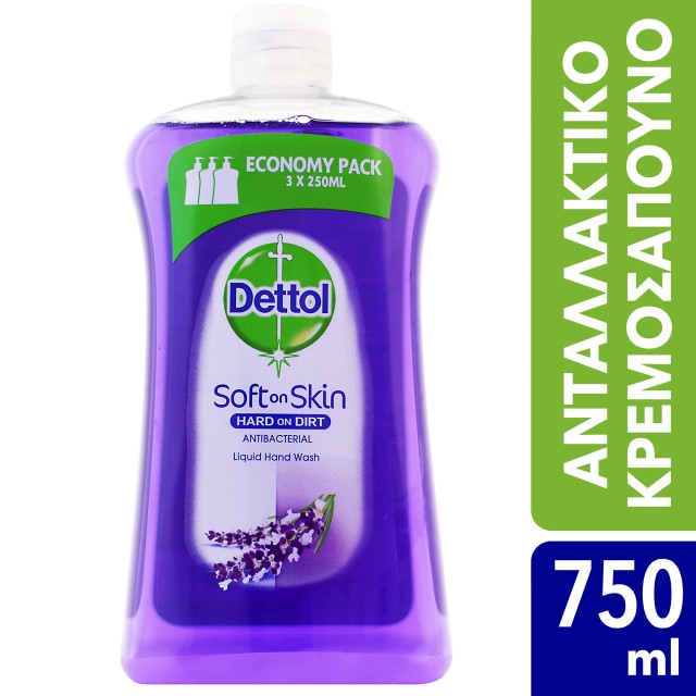 Dettol Soft on Skin Hard on Dirt Liquid Ανταλλακτικό Αντιβακτηριδιακό Υγρό Κρεμοσάπουνο Χαλαρωτικό 750ml