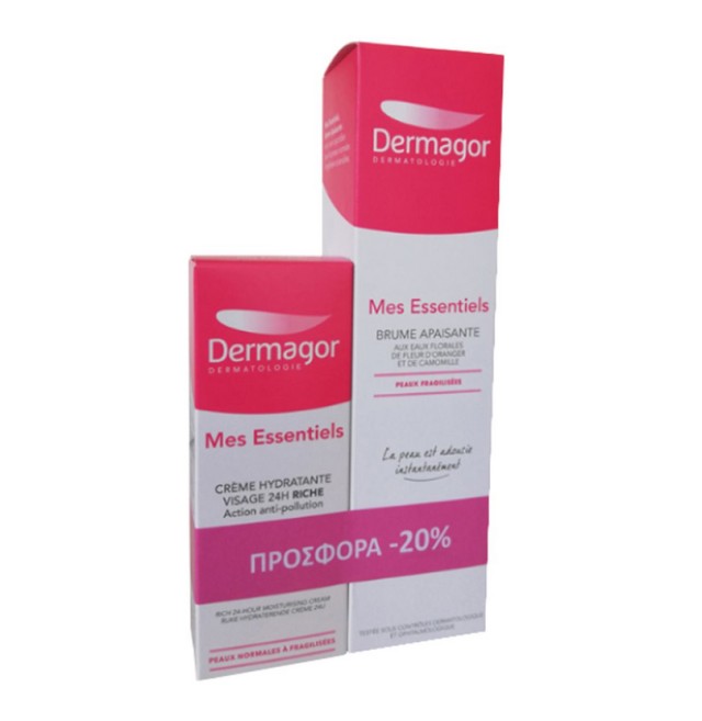 Inpa Set Dermagor Mes Essentiels Brume Apaisante 200ml + Dermagor Mes Essentiels Creme Hydratante Visage 24H Legere 40ml Προσφορά -20%