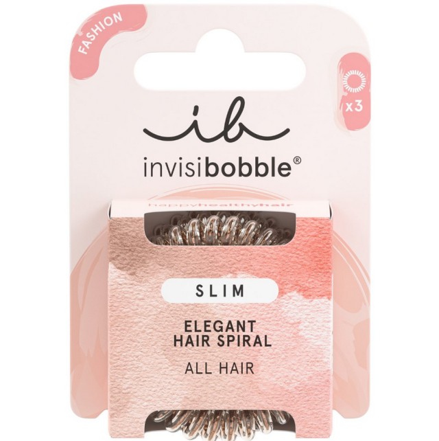 Invisibobble Slim Elegant Hair Spiral Bronze Me Pretty Λαστιχάκια Μαλλιών 3τμχ