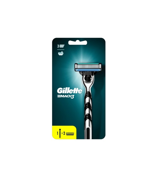 Gillette Mach 3 Ξυριστική Μηχανή 1τμχ + Ανταλλακτικά Ξυραφάκια 2τμχ