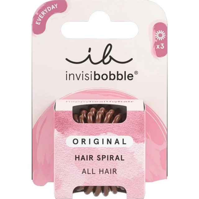 Invisibobble Original Hair Spiral Pretzel Brown Λαστιχάκια Μαλλιών 3τμχ