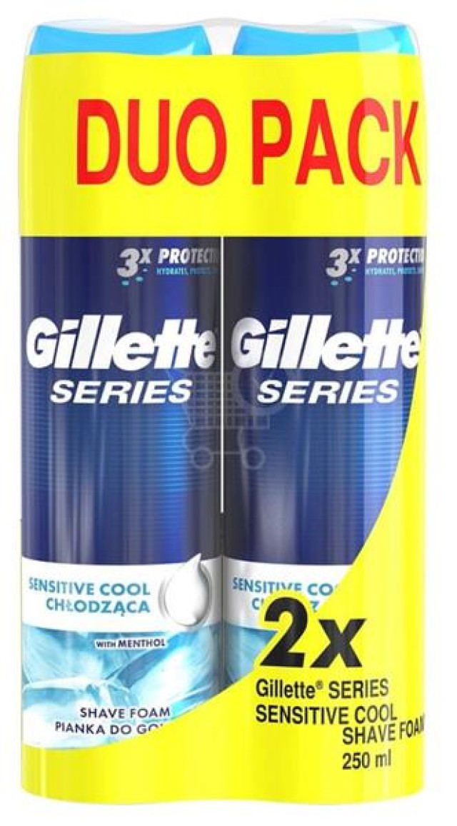 Gillette Series Sensitive Cool Shave Foam 2 X 250ml