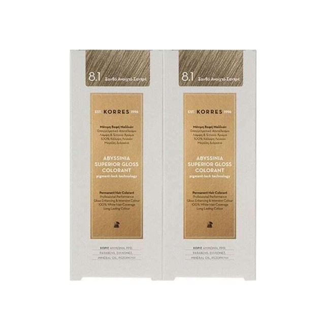 Korres Set Abyssinia Superior Gloss Colorant 8.1 Ξανθό Ανοιχτό Σαντρέ 50ml 1+1