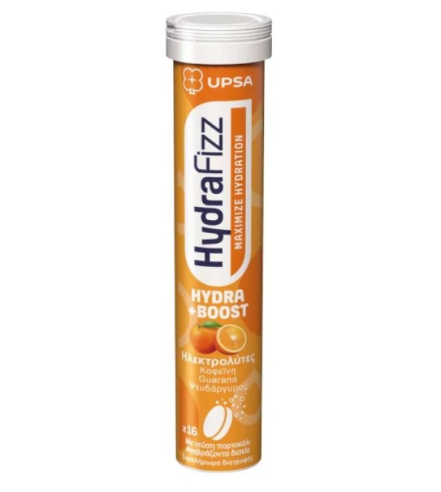 Upsa HydraFizz Hydra + Boost Ηλεκτρολύτες με Γεύση Πορτοκάλι 16 Αναβράζοντα Δισκία