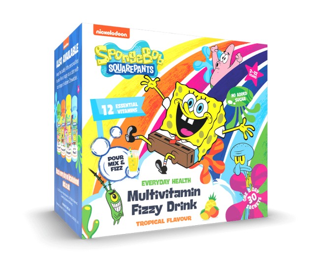 Sponge Bob Multivitamin Fizzy Drink Παιδικές Πολυβιταμίνες Τροπικά Φρούτα 2-12 Ετών 30 φακελίσκοι