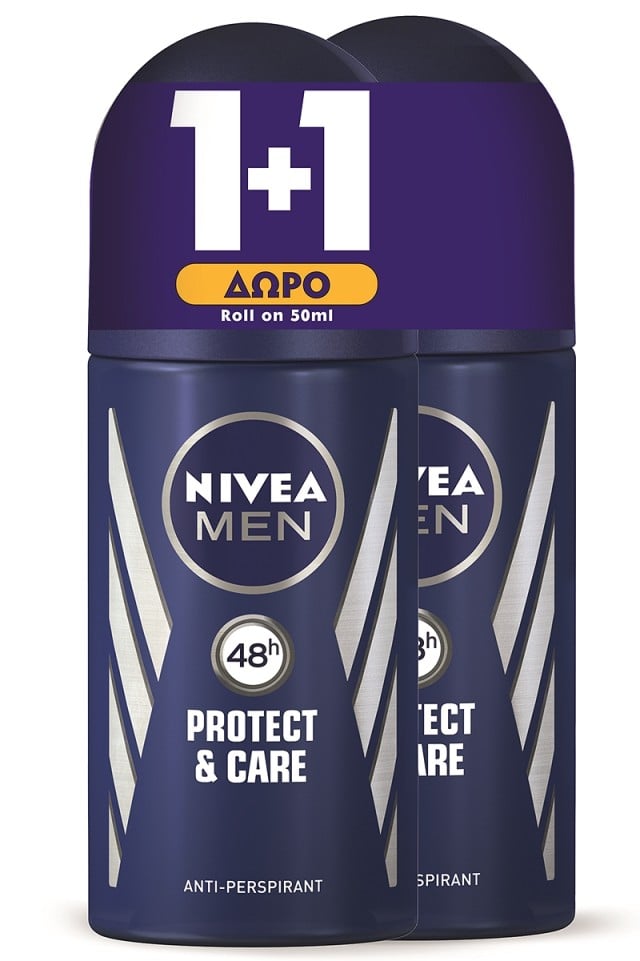 NIVEA Rollon Ανδρικό Protect & Care 48h 50ml 1+1 Δώρο