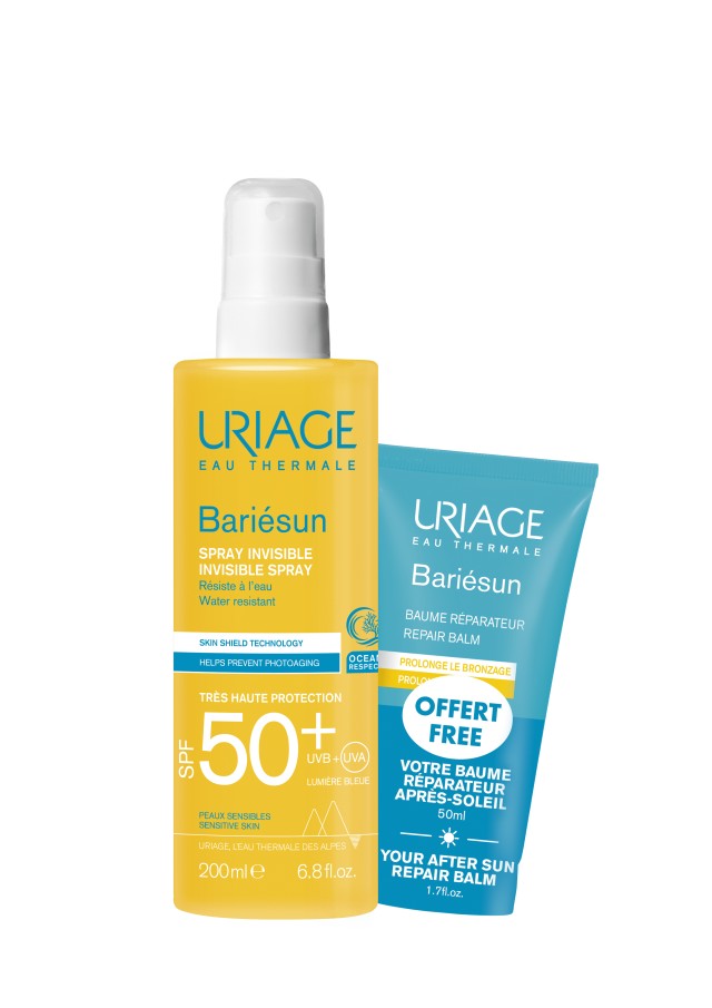 Uriage Set Eau Thermale Bariesun Spray Light Fluid SPF50+ Αντηλιακό Σπρέι Λεπτόρευστης Υφής Αόρατο 200ml + Δώρο After Sun Repair balm 50ml