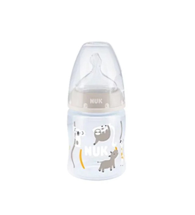Nuk First Choice+ Μπιμπερό Με Θηλή Σιλικόνης M Γκρι Ζωάκια 0-6m 150ml 1τμχ
