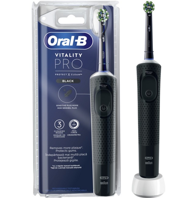 Oral-B Vitality Pro Black Ηλεκτρική Οδοντόβουρτσα Μαύρo Χρώμα 1τμχ