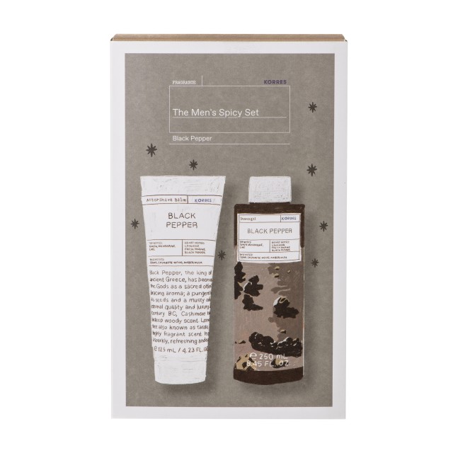 Korres The Men's Spicy Set Black Pepper Aftershave Balm 125ml + Black Pepper Showergel 250ml
