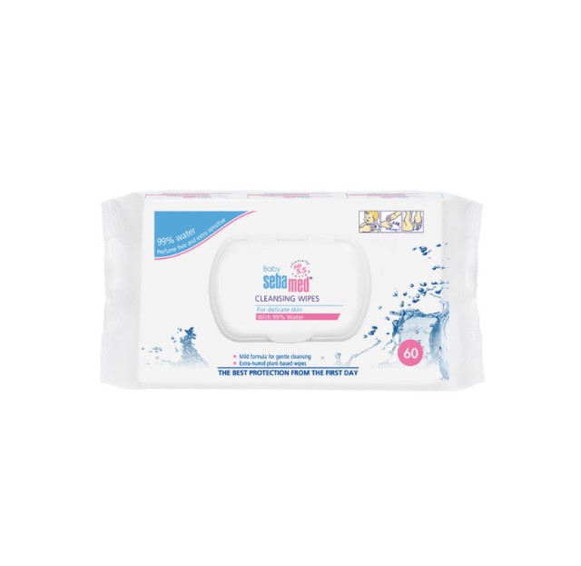 Sebamed Baby Cleansing Wipes for Delicate Skin Υγρά Μωρομάντηλα με 99% Νερό 60τμχ