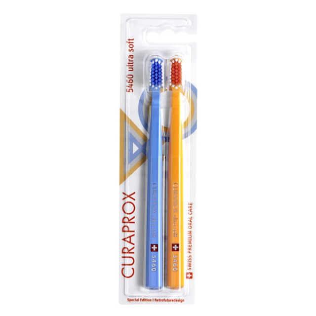 Curaprox CS 5460 Ultra Soft Duo Pack 40 Years Retro Οδοντόβουρτσα Θαλασσί-Πορτοκαλί 2τμχ