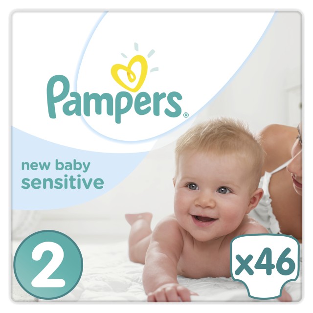 PAMPERS New Baby Sensitive Mini Νο2 (3-6kg) 46τμχ