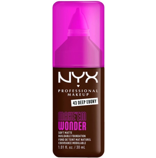 Nyx Professional Makeup Make'em Wonder Soft Matte Buildable Foundation 30ml - 43 Deep Ebony