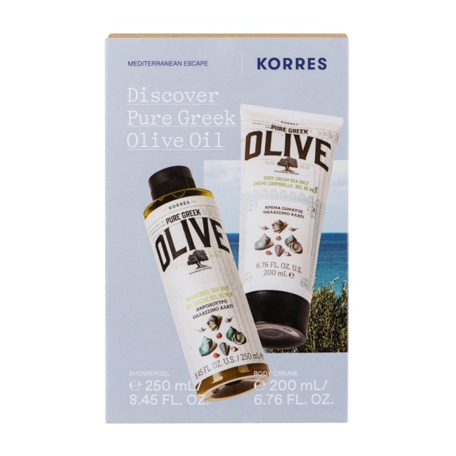 Korres Set Discover Pure Greek Olive Oil Αφρόλουτρο Θαλασσινό Αλάτι 250ml & Ενυδατικό Γαλάκτωμα Θαλασσινό Αλάτι 200ml