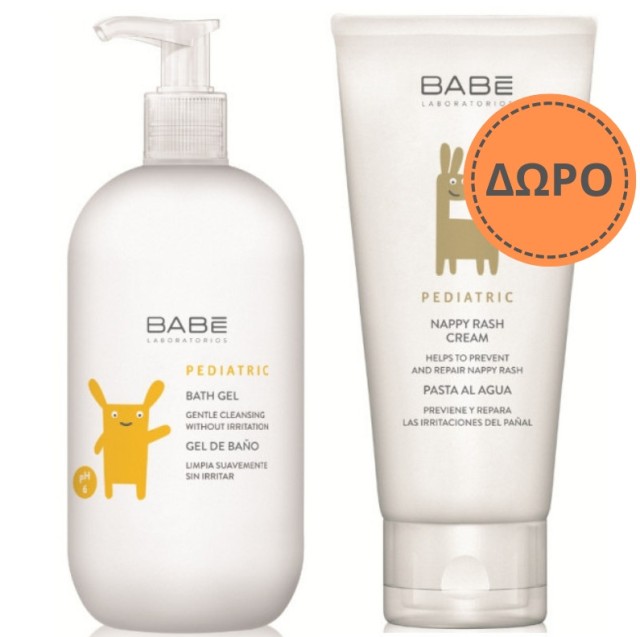 Babe Pediatric Bath Gel 500ml + ΔΩΡΟ Babe Pediatric Nappy Rash Cream-Κρέμα Αλλαγής Πάνας 100ml