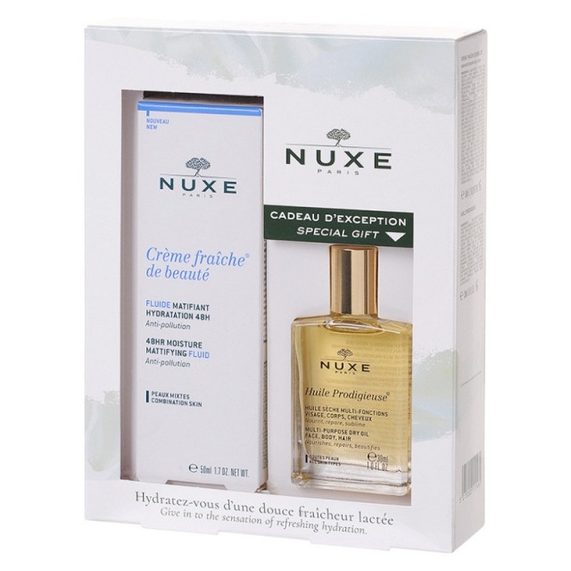 Nuxe Set Creme Fraiche de Beaute Fluide Matifiant Hydratation 48HR For Compination Skin 50ml & Δώρο Nuxe Huile Prodigieuse 30ml