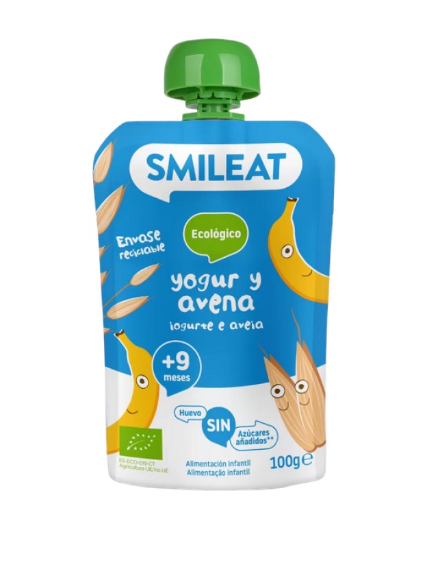 Smileat Πουρές Φρούτων με Γιαούρτι Βρώμη +9 Μηνών ΒΙΟ 100gr