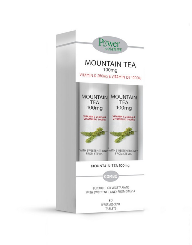 Power Health Mountain Tea 100mg με Στέβια 20 Αναβράζοντα δισκία 1+1 Δώρο