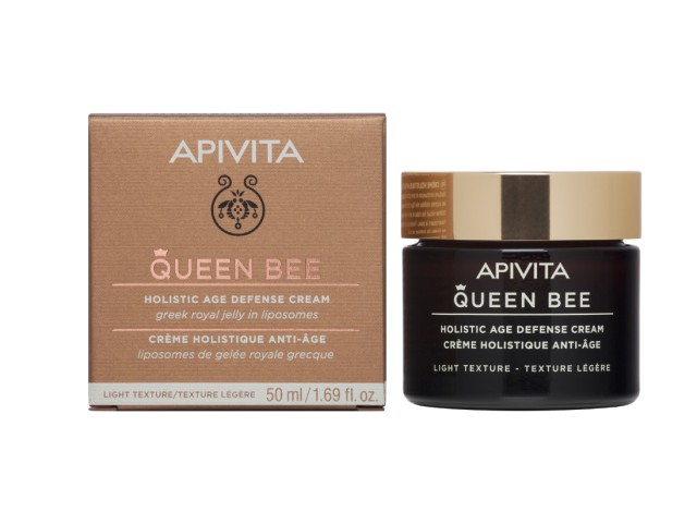 APIVITA QUEEN BEE Κρέμα Ολιστικής Αντιγήρανσης Ελαφριάς Υφής με Ελληνικό Βασιλικό Πολτό σε Λιποσώματα 50ml