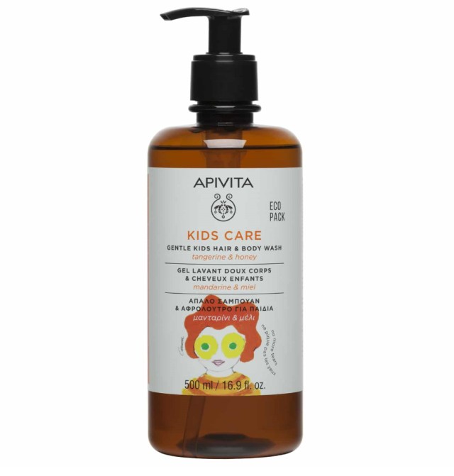 Apivita Kids Hair & Body Wash Σαμπουάν & Αφρόλουτρο με Μανταρίνι & Μέλι 500ml