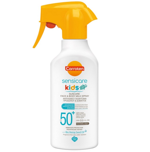 Carroten Sensicare Kids Suncare Face & Body Milk Spray SPF50+ Παιδικό Αντηλιακό Γαλάκτωμα Προσώπου & Σώματος 270ml