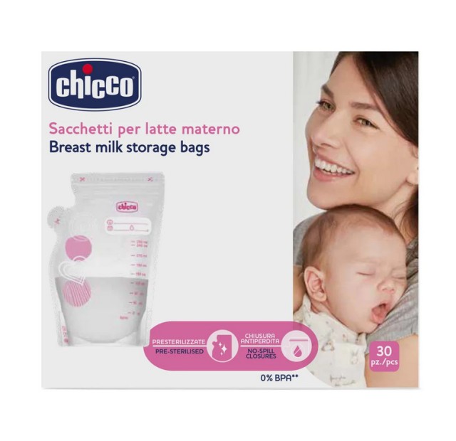 Chicco Σακουλάκια Διατήρησης Μητρικού Γάλακτος 250ml 30τμχ