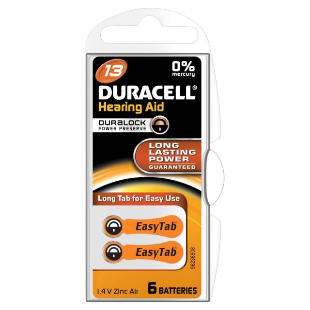 Duracell Hearing Aid Battery With Easytab 13 6τμχ