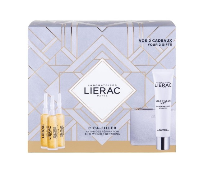 Lierac Set Cica-Filler Serum 3x10ml & ΔΩΡΟ Cica-Filler Mat Gel-Cream 40ml & ΔΩΡΟ Δερμάτινο Πορτοφόλι