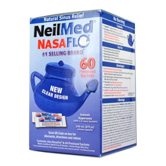Neilmed Sinus Rinse 1 NasaFlo Netipot & 60 Premixed Packets