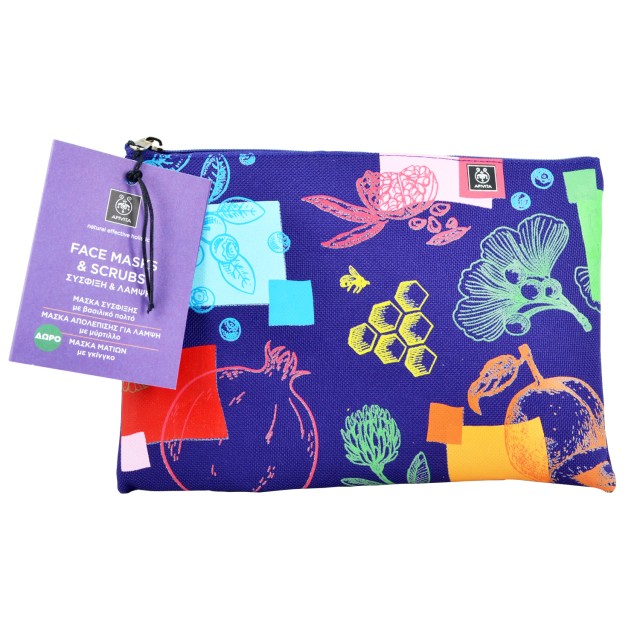 Apivita Gift Set Face Scrub Κρέμα Απολέπισης με Μύρτιλλο 50ml, Μάσκα Προσώπου με Βασιλικό Πολτό, 50ml & ΔΩΡΟ Express Beauty Μάσκα Ματιών Ginkgo Biloba, 2 x 2ml σε Συλλεκτικό Necessaire