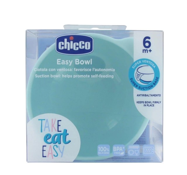 Chicco Take Eat Easy Μπολ Σιλικόνης με Βεντούζα 6m+ Σιέλ 1τμχ