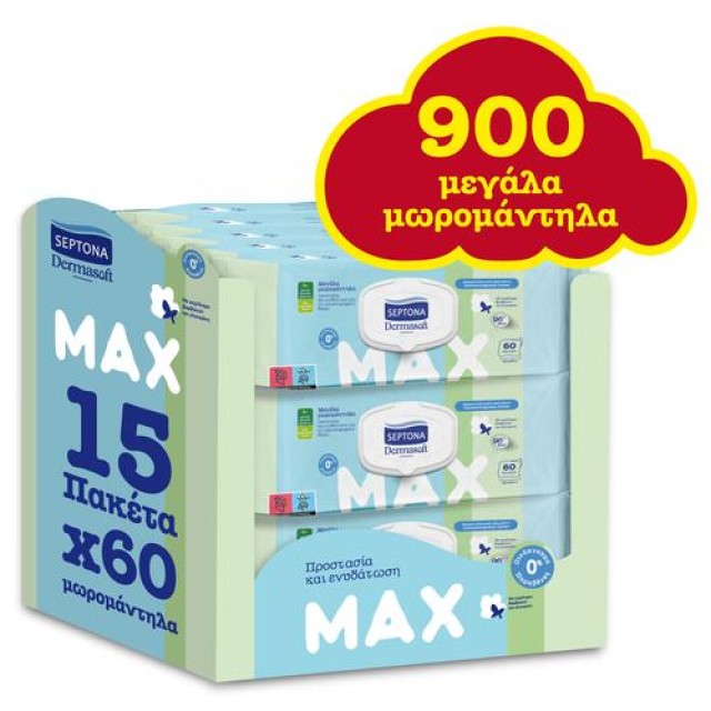 Μωρομάντηλα Septona Dermasoft Max Monthly Pack 900τεμ (15x60)